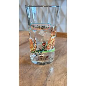 Anthropologie Molly Hatch Menagerie Cats “Hello Friend” Juice Glass